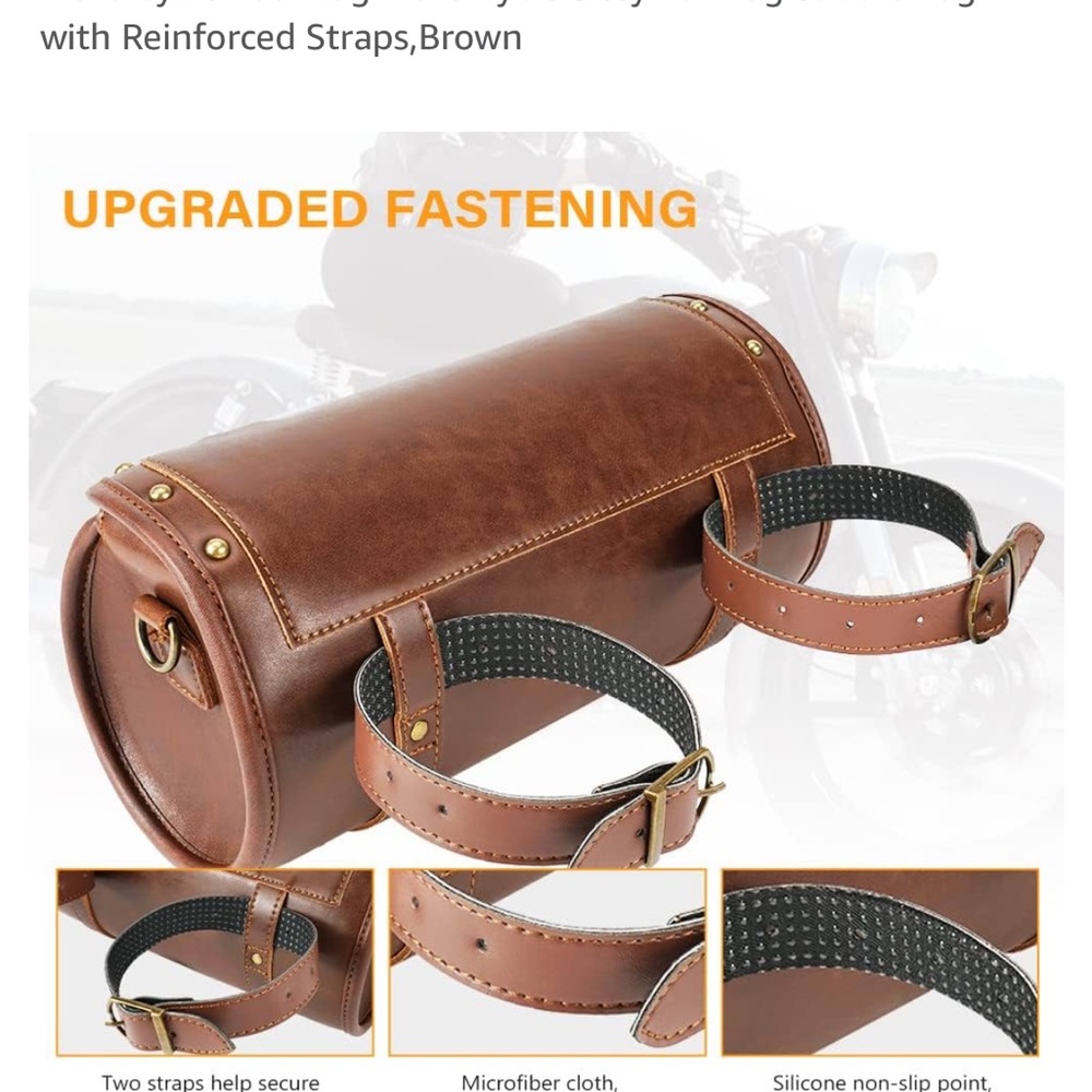 Brown Leather Motorcycle Handlebar Bag